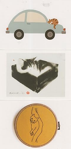 Cats With Funny Beds Sleeping 3x Cute Cat Painting Postcard s