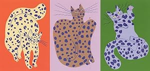 Cats With Spotty Measles Spotted Fur 3x Cat Painting Postcard s