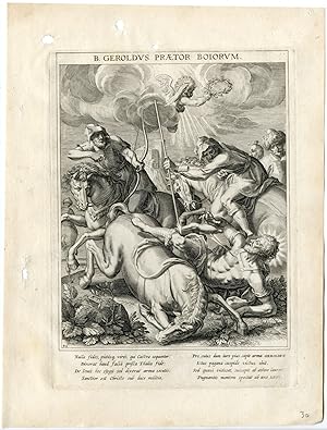 Antique Master Print-SAINT GERALD OF AURILLAC-BATTLE-HORSE-Kager-Sadeler-1615