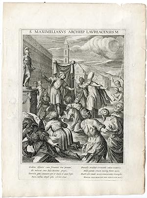 Antique Master Print-SAINT MAXIMILIAN-BISHOP OF LORCH-MARTYR-Kager-Sadeler-1615