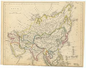 1848 Hand Coloured Engraved Map of ASIA