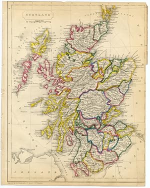 1848 Hand Coloured Engraved Map of SCOTLAND