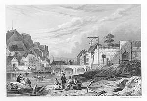 NAMUR,Belgium,European Scenery,1836 Antique Steel Engraving ,Engraving Historical Collectible Art...