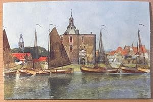 [Antique Postcard Enkhuizen] Antieke ansichtkaart naar aquarel van J. Setelik van Enkhuizen, 10 x...