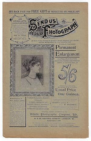 Circular Advertisement from the Artistic Photographic Company of London, ca. 1900
