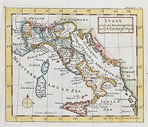 Antique Map ITALY With its Sovereignties, John Cowley scarce original 1753