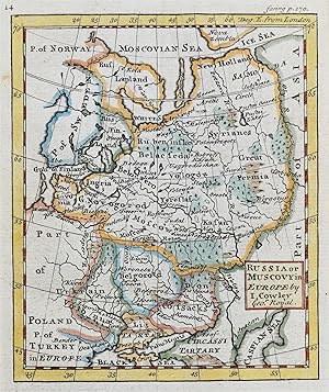 Antique Map RUSSIA, Muscovy in Europe Livonia Lapland Ukraine Cowley scarce 1753