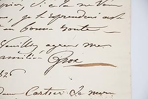 Lettre autographe signée à Jean-Pierre Granger : ".quand il aura passé quelque temps à copier."