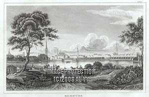 VIEW OF HAMBURG in GERMANY, 1850s Steel Engraved Antique Print