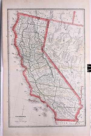 CALIFORNIA (Original Lithographed Map with Color Outline)