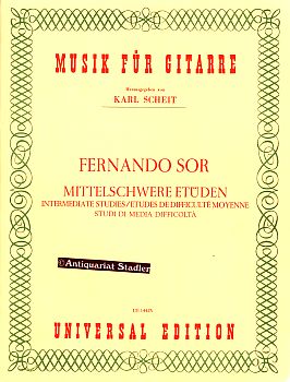 Fernando Sor. UE 14425. Mittelschwere Etüden. intermediate Studies. Etudes de difficulte moyenne....