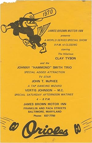 Original flyer for a concert at the James Brown Motor Inn, Baltimore, 1970
