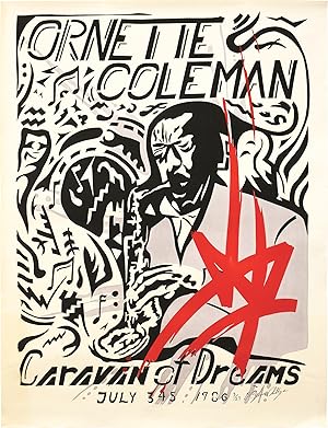 Original poster for a concert at the Caravan of Dreams, 1986