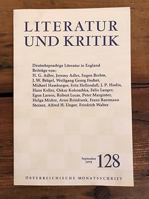 Literatur und Kritik Heft 128 (September 1978) - Österreichische Monatsschrift - Inhalt: Deutschs...