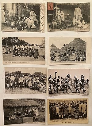 Eight early C20th postcards of African musicians : MUSICIANS ZANZIBAR, LA NOUBA DES TIRAILLEURS, ...