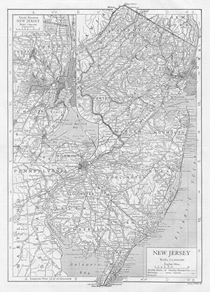 NEW JERSEY,Brooklyn,Hoboken,Historical State Map