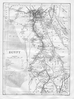 EGYPT,Caravan Routes,Oases,Ruins,Historical Vintage Map