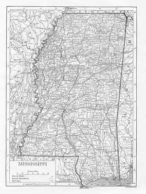 MISSISSIPPI,Railways,Counties,Historical State Map