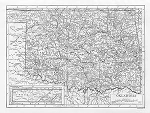 OKLAHOMA,Indian Territory,Railroad,Historical State Map