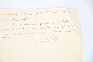 Lettre autographe signée adressée à Marc Barbezat : "Et cette note pour la NRF dont vous m'aviez ...