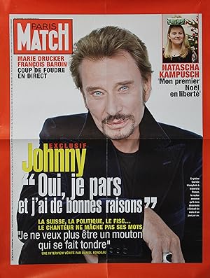 "Johnny HALLYDAY" Affiche originale PARIS MATCH 21 Décembre 2006 / Photo François DARMIGNY