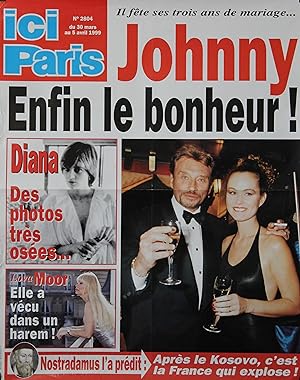 "Johnny HALLYDAY / DIANA / Lova MOOR" Affiche originale ICI PARIS 30 Mars 1999