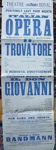 Theatre Royal. Programme. Il Trovatore. Il Don Giovanni ; Herr & Mrs Bandmann.
