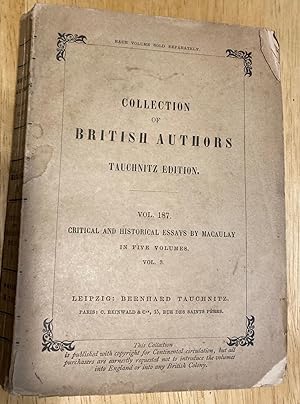 Collection of Britsih Authors Tauchnitz Edition Vol.187 Critical and Historical Essays by Macaula...