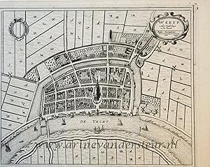 [Cartography, antique print, etching] Map of Weesp, oude kaart Weesp, published ca. 1657.
