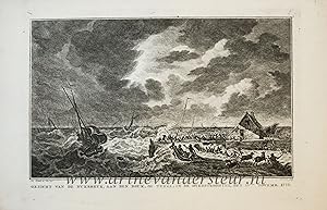 [Antique print, etching and engraving] The flood in Texel (vloed op Texel), published ca. 1776.