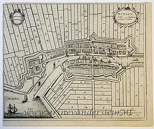 [Antique print; cartography, oude prent Muiden] MUYDEN, published 1652.