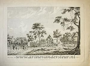 [Antique print, etching, oude prent kruit] Ruïne van de kruitmakkery de Munnik, by Purmerend den ...