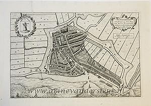 [Antique print; cartography, oude prent Monnikendam] MONNEKEDAM, published 1649.