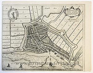 [Antique print; cartography, oude prent Monnikendam] MONNEKEDAM, published 1652.