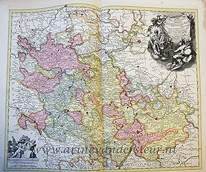 [Antique print, cartography, handcolored engraving] Maps of Western Germany, published ca. 1702.