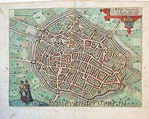 [Antique map, engraving] Duacum (Douai), published ca. 1582.