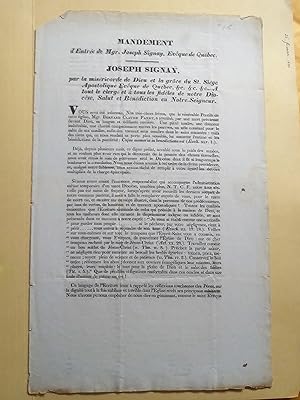Mandement d'entrée de Mgr Joseph Signay, Évêque de Québec (25 février 1833)