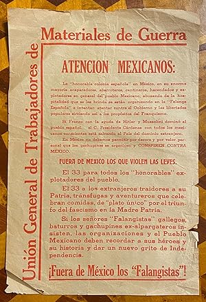 [MEXICAN SOCIALIST ANTI-FASCIST BROADSIDE, 1930s] "Atencion Mexicanos"