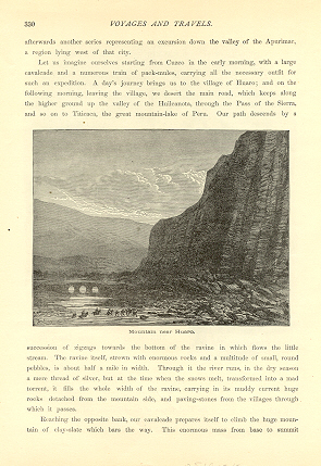 MOUNTAIN NEAR HUARO PERU 1880s ENGRAVING HISTORICAL LANDSCAPE PRINT