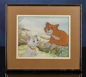 Original Walt Disney Production celluloid with background featuring Thomas O'Malley and Duchess f...