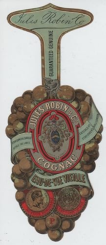"EAU-DE-VIE VIEILLE JULES ROBIN & C° COGNAC" Etiquette-chromo originale (1855)