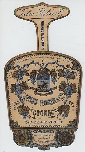 "EAU-DE-VIE VIEILLE JULES ROBIN & C° COGNAC" Etiquette-chromo originale (1862)