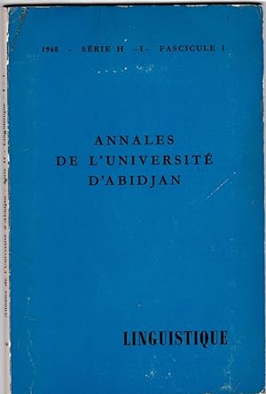 Annales de l'Université d'Abidjan. Linguistique, fascicule 1