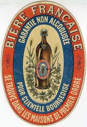 "Bière Française garantie non alcoolisée" Etiquette-chromo originale (entre 1890 et 1900)