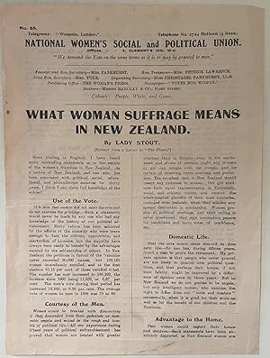 What Woman Suffrage Means in New Zealand, Handbill from First Country to Legalize the Right to Vo...