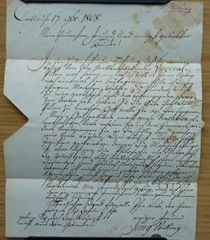 Original Brief von Johann Heinrich Jung-Stilling an den Apotheker Salzwedel in Frankfurt, datiert...