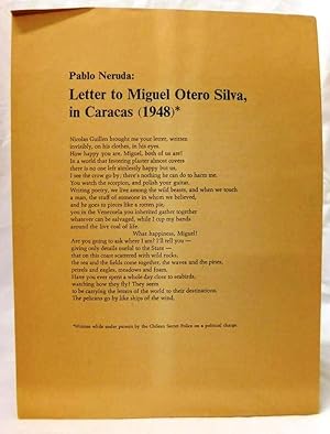 LETTER TO MIGUEL OTERO SILVA, IN CARACAS (1948)* Written while under pursuit by the Chilean Secre...
