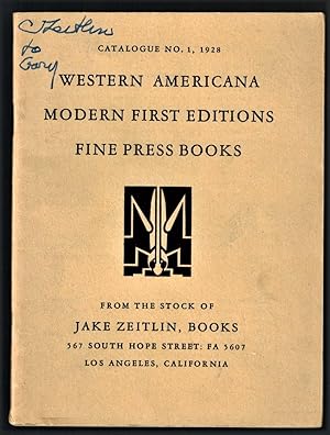 (Ephemera) Western Americana, Modern First Editions, Fine Press Books, Catalogue No. 1, 1928