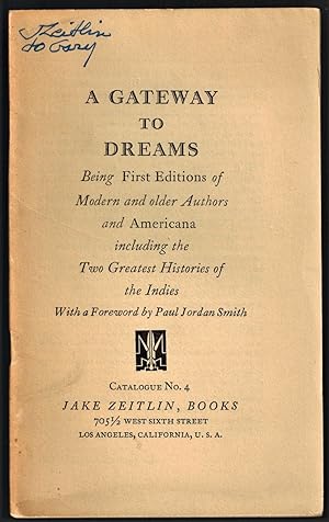 (Ephemera) A Gateway to Dreams; Being First Editions of Modern and Older Authors and Americana In...