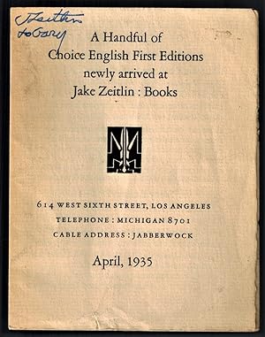 (Ephemera) A Handful of Choice English First Editions newly arrived at Jake Zeitlin: Books. April...